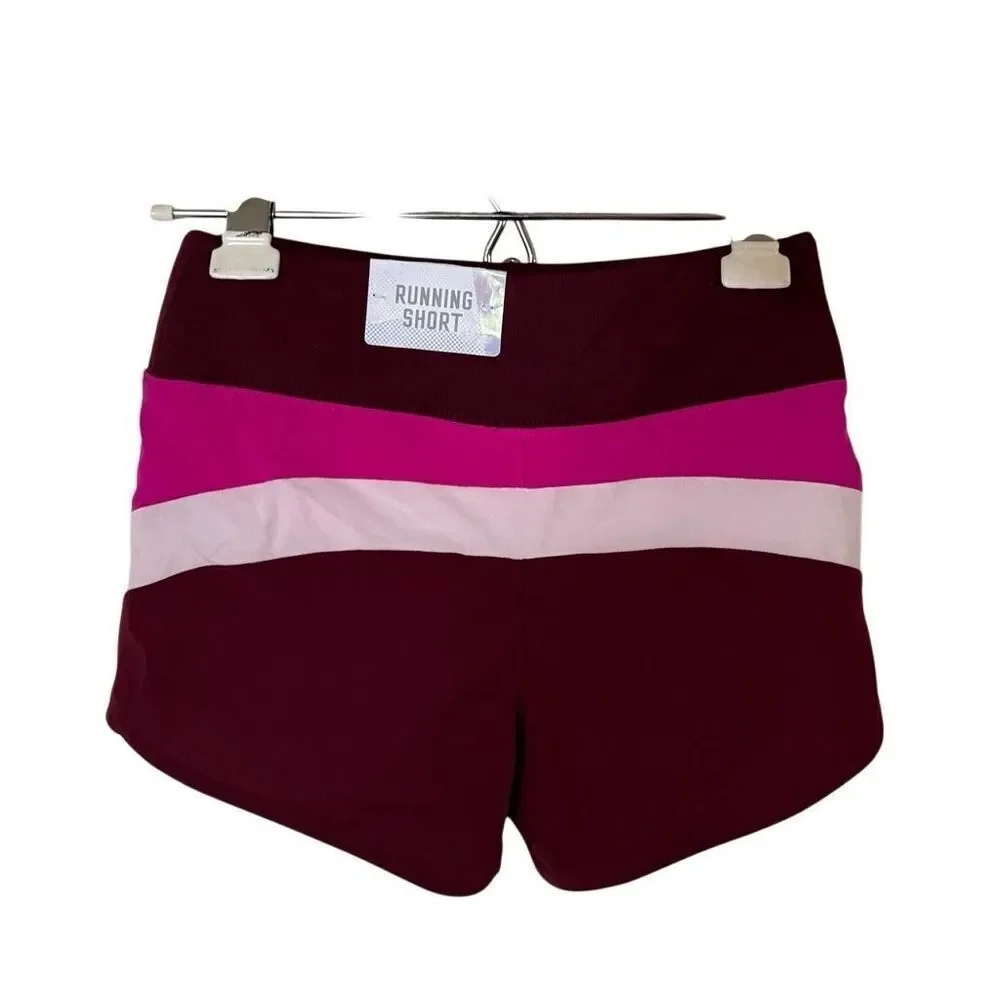 Justice Color Block Running Shorts Size 8 Pink BURGUNDY NEW